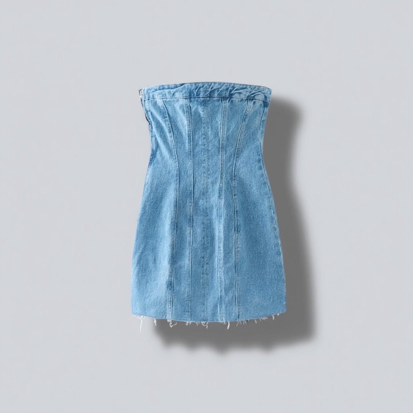 VALORA™ | Strapless Denim Jurk Met Rits